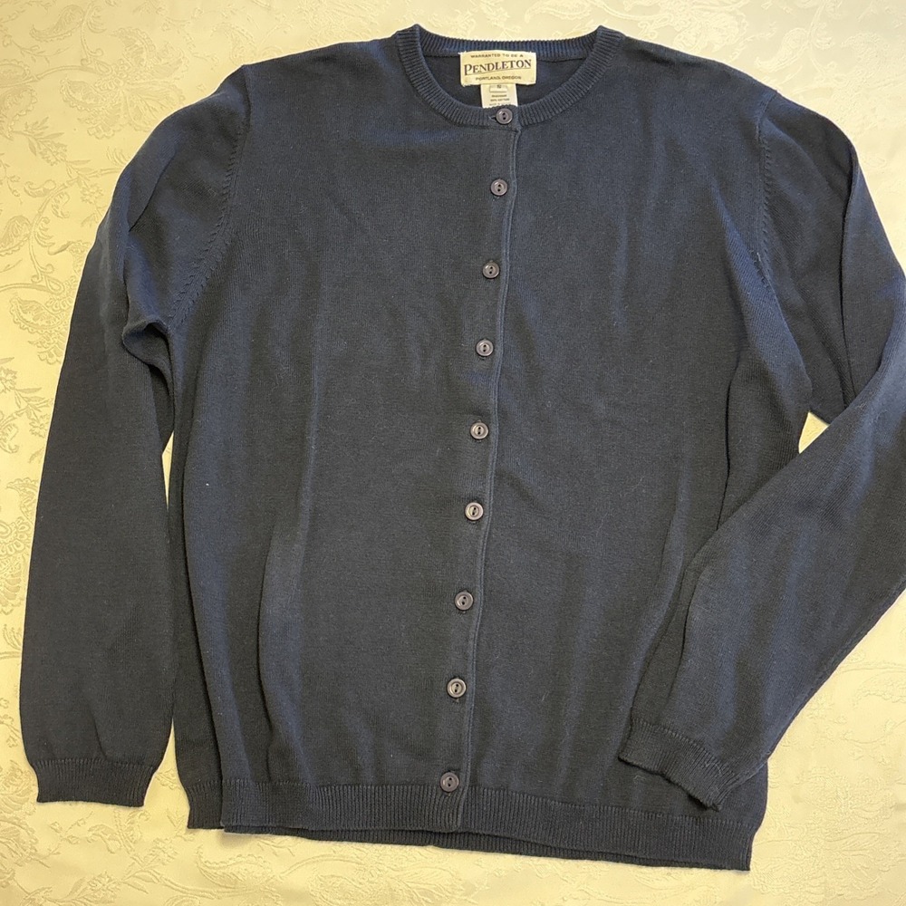 Pendleton Cardigan Women's Size Small Dark Blue 100%‎ Cotton Knit Sweater
